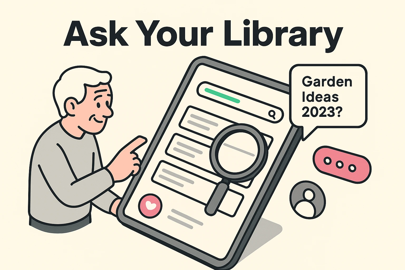 This visual shows how seniors can effortlessly interact with their AI-organized ideas by asking questions in natural language.