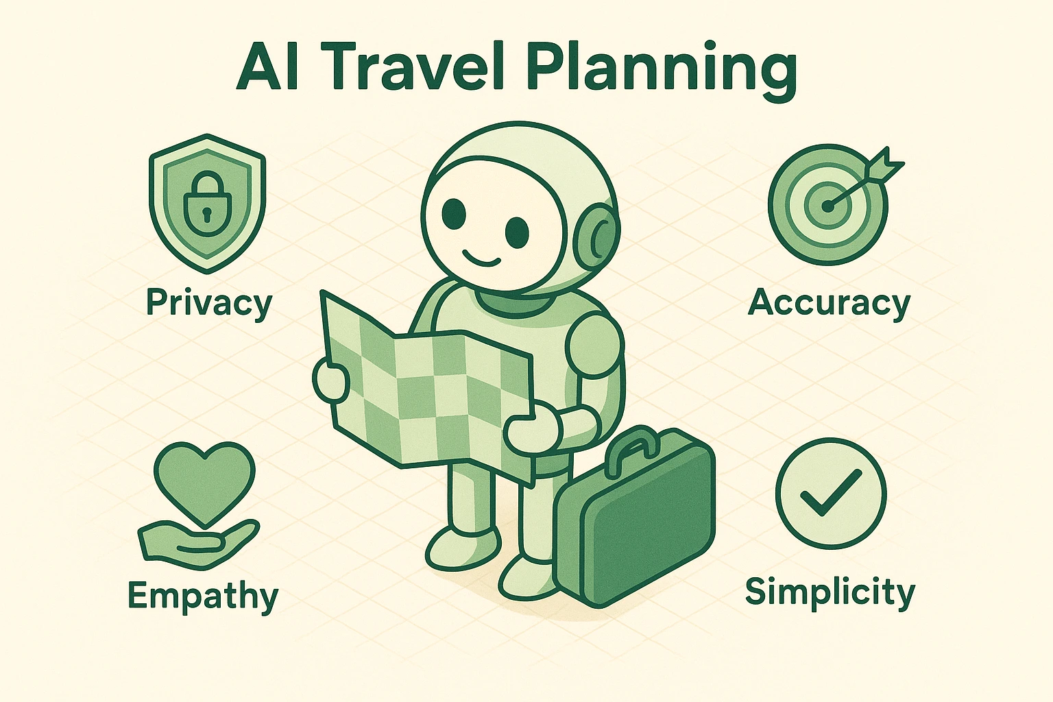 Explains core components seniors consider when using AI for travel planning.