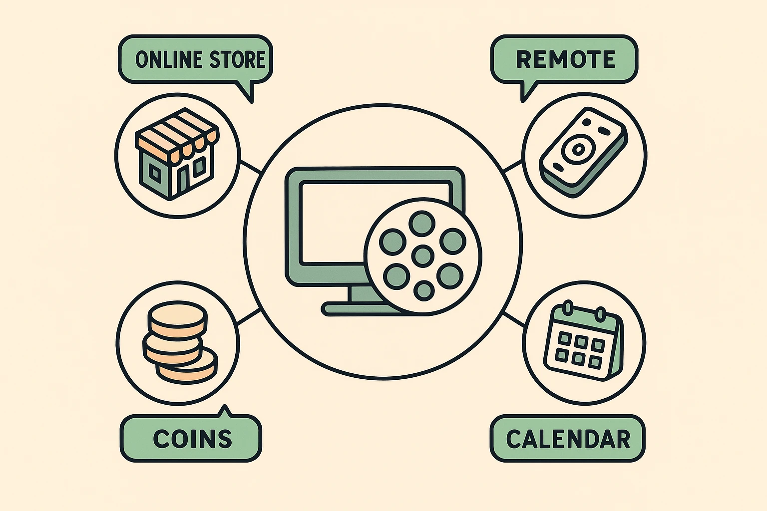 Concept visualization: niche services as warm, simple, senior-friendly alternatives.