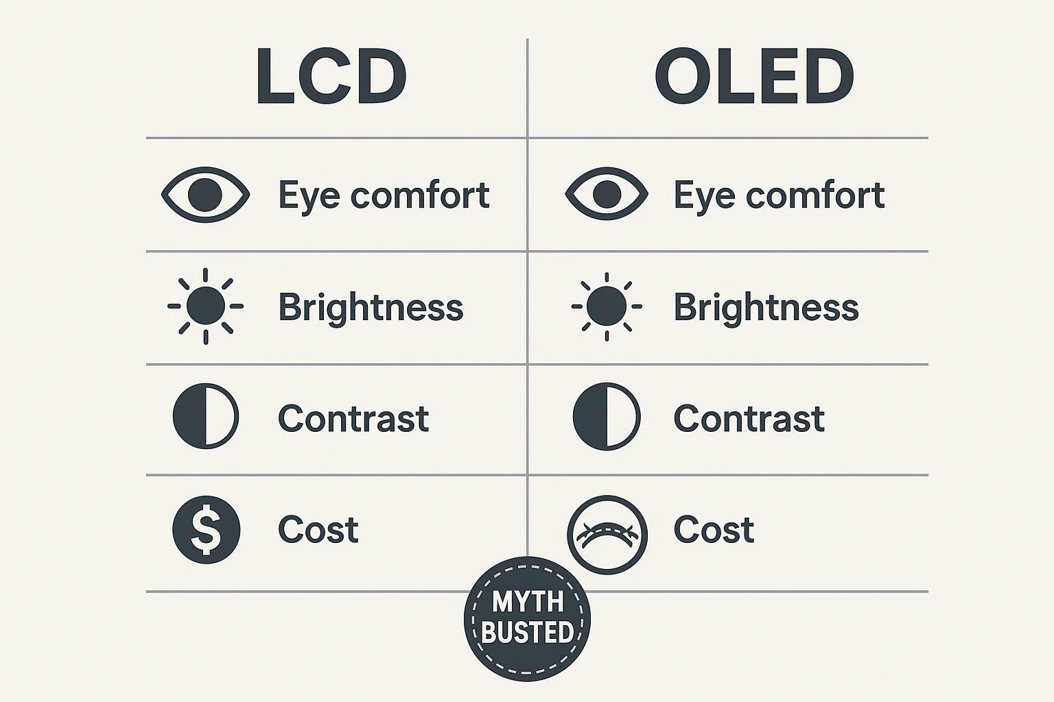Side-by-side comparison of LCD and OLED for seniors
