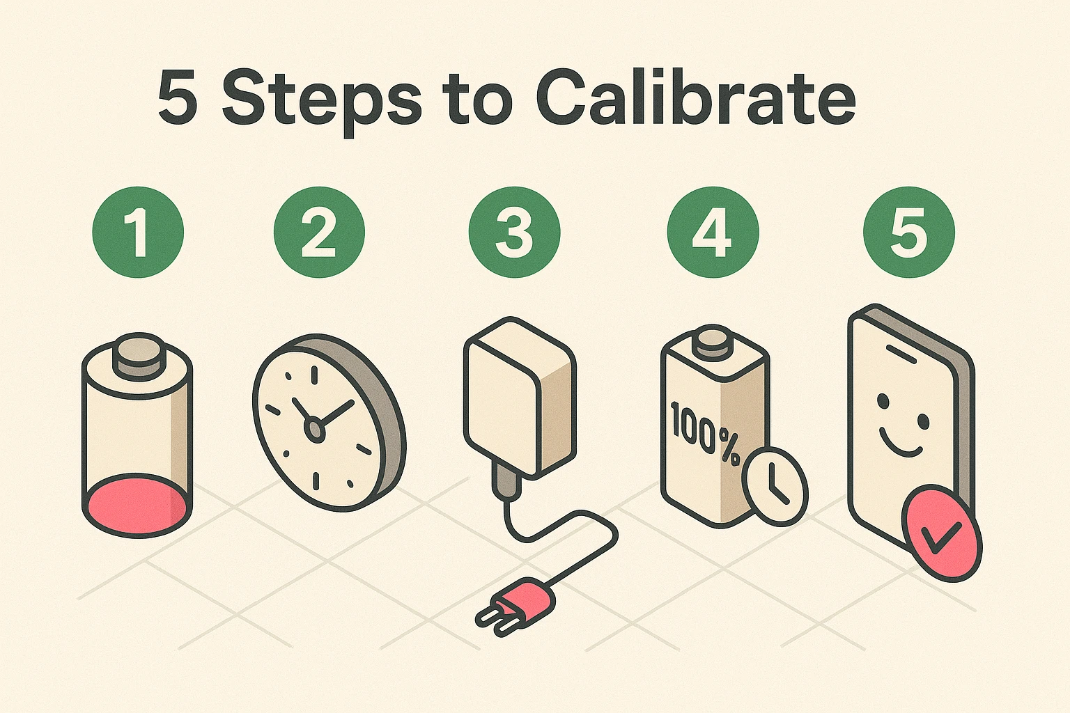 Five-step process to calibrate a phone battery for improved accuracy.