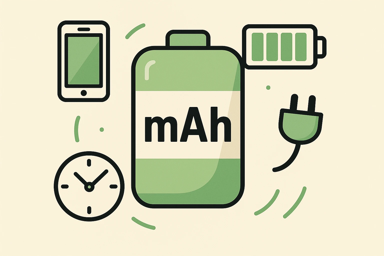 This graphic uses a gas-tank analogy to simplify what battery capacity (mAh) means for seniors.