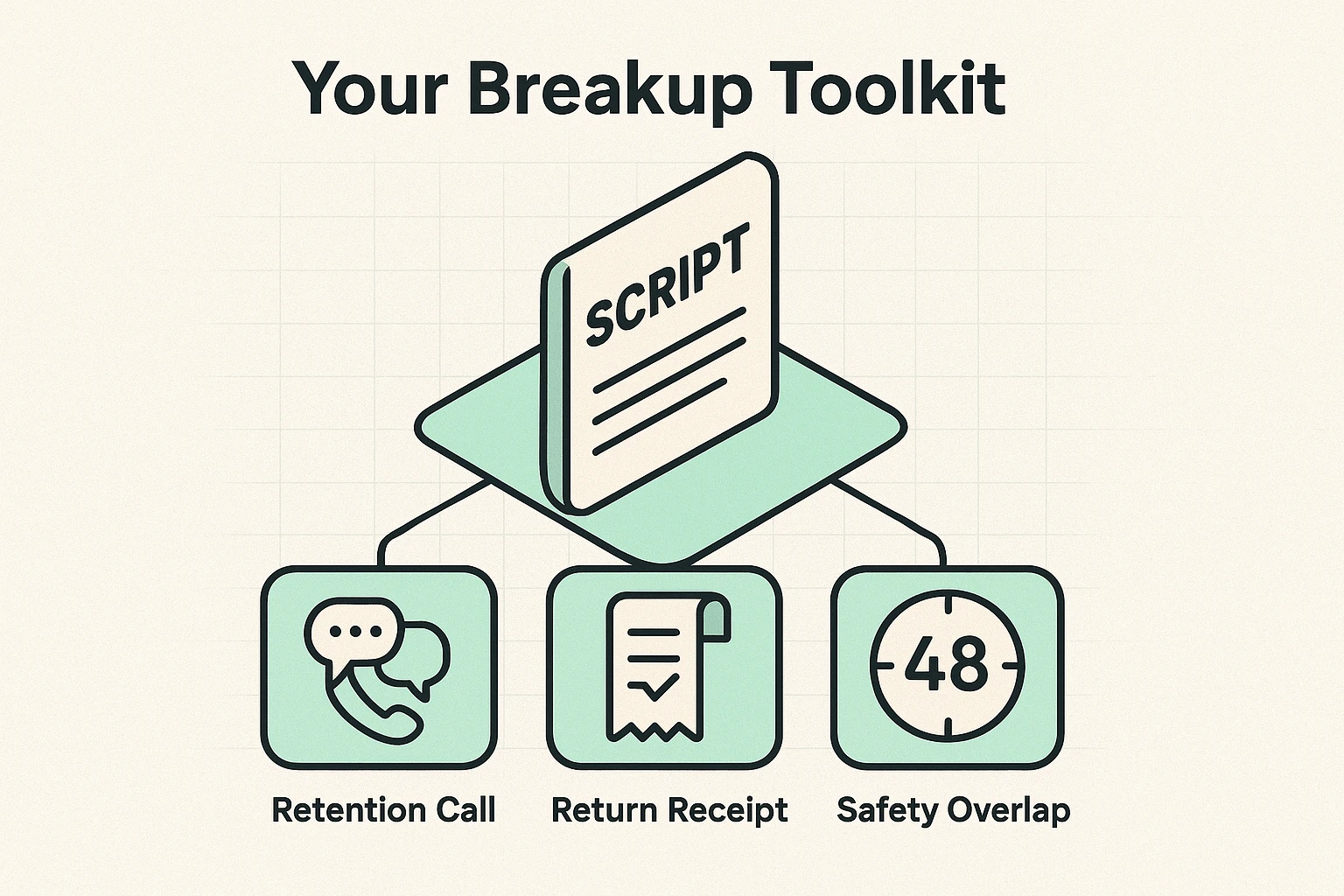This toolkit visual empowers seniors with scripts, timing, and equipment return tips for stress-free internet provider cancellation.