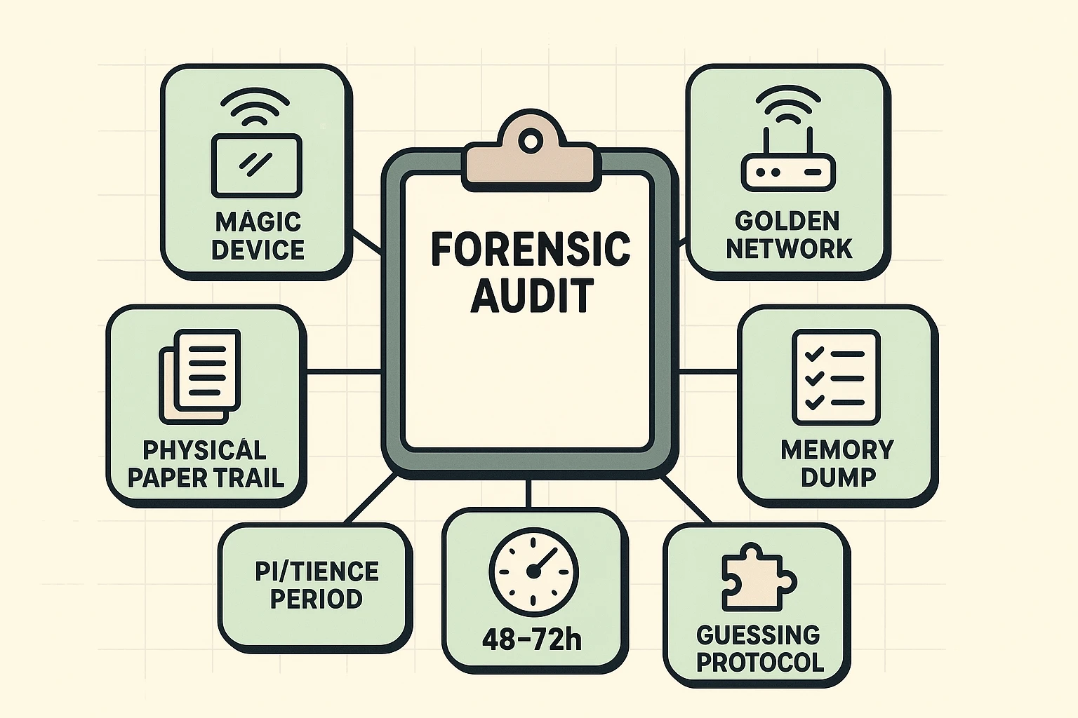 Visual guide illustrating the forensic audit checklist seniors should follow before attempting account recovery, highlighting essential preparatory steps for success.