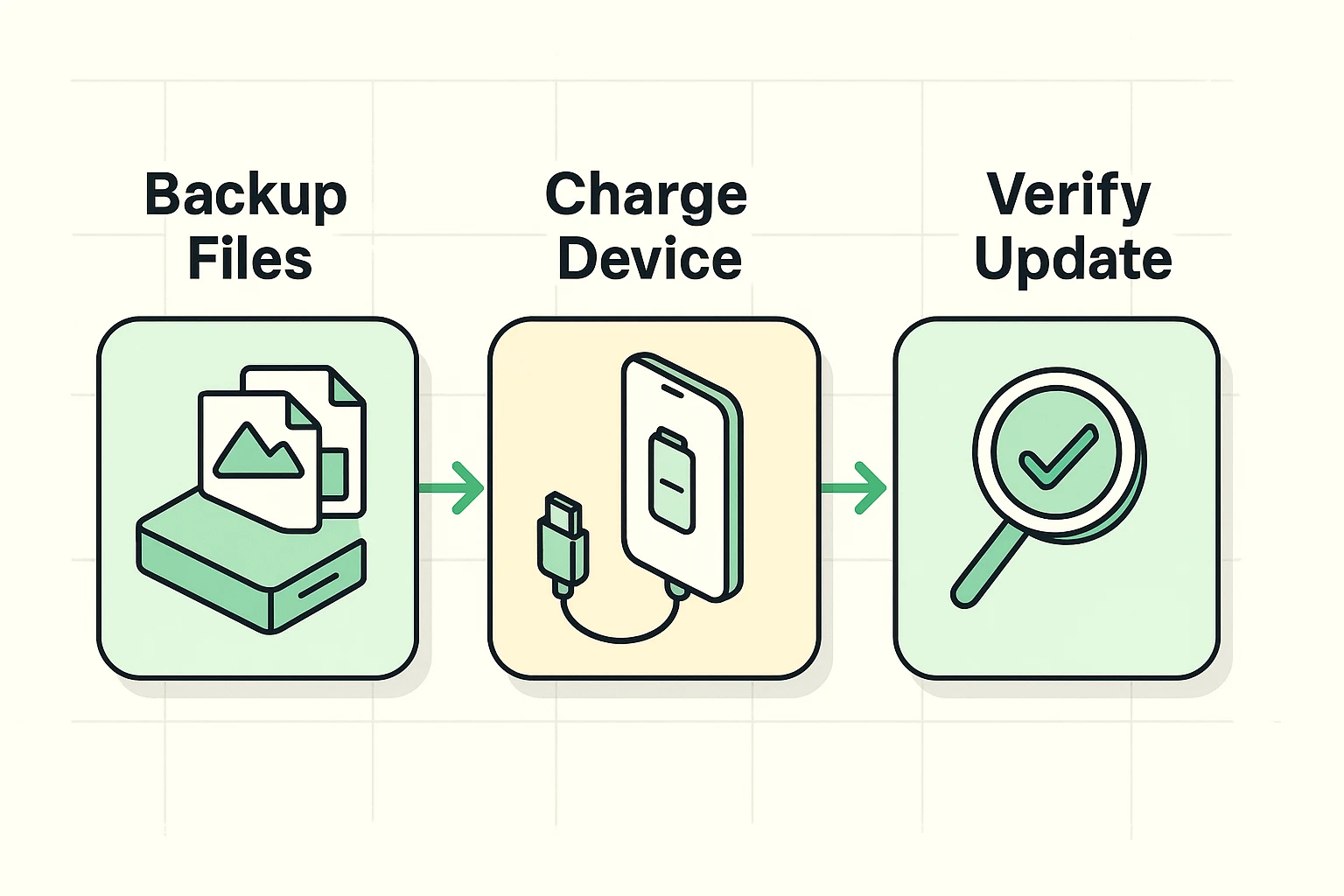The Safety Sandwich update process guides seniors through backing up data, charging devices, and verifying updates to ensure a safe install.