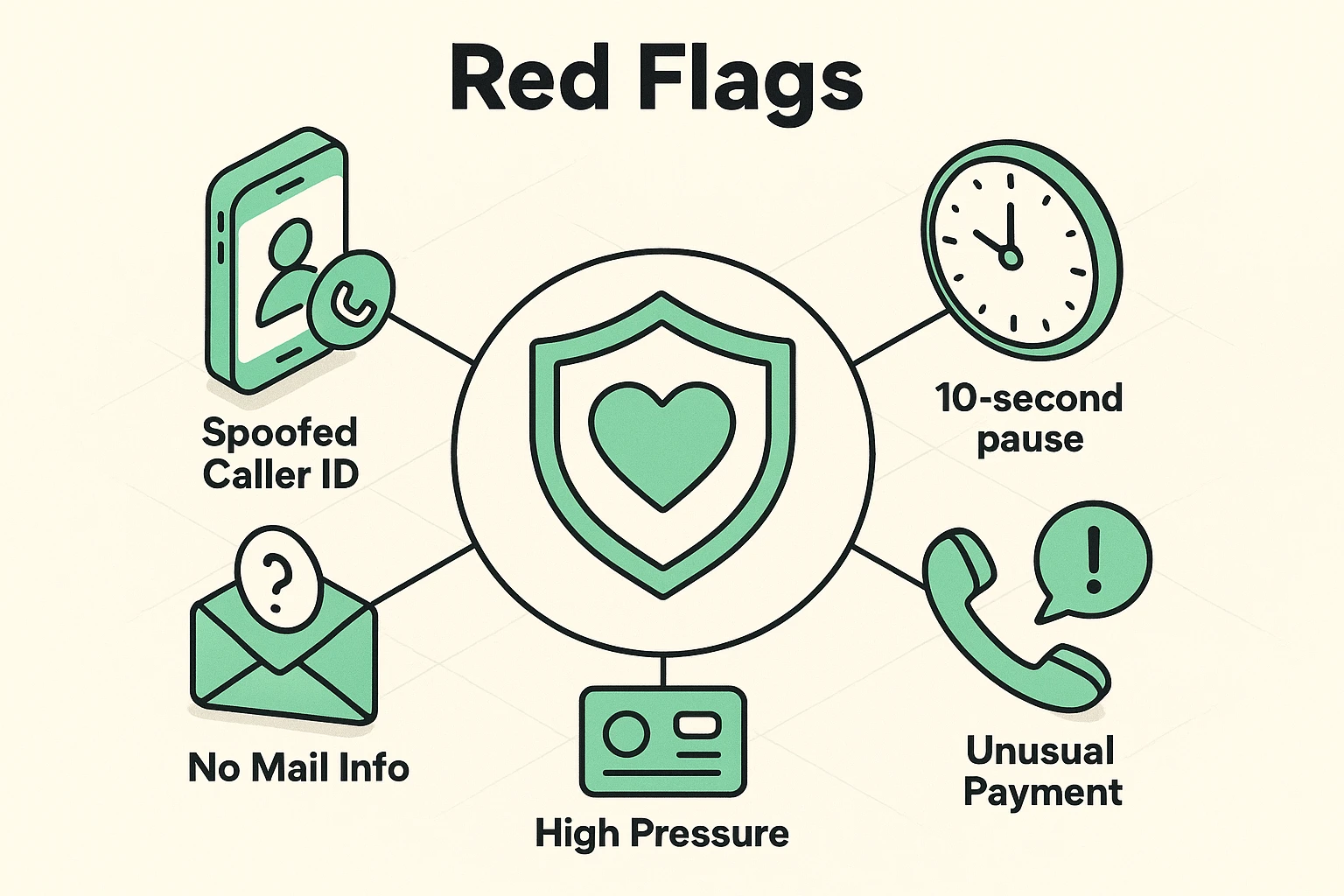 Visualizing the main charity scam red flags and emotional tactics used against seniors, empowering safe generosity through clear visual cues.