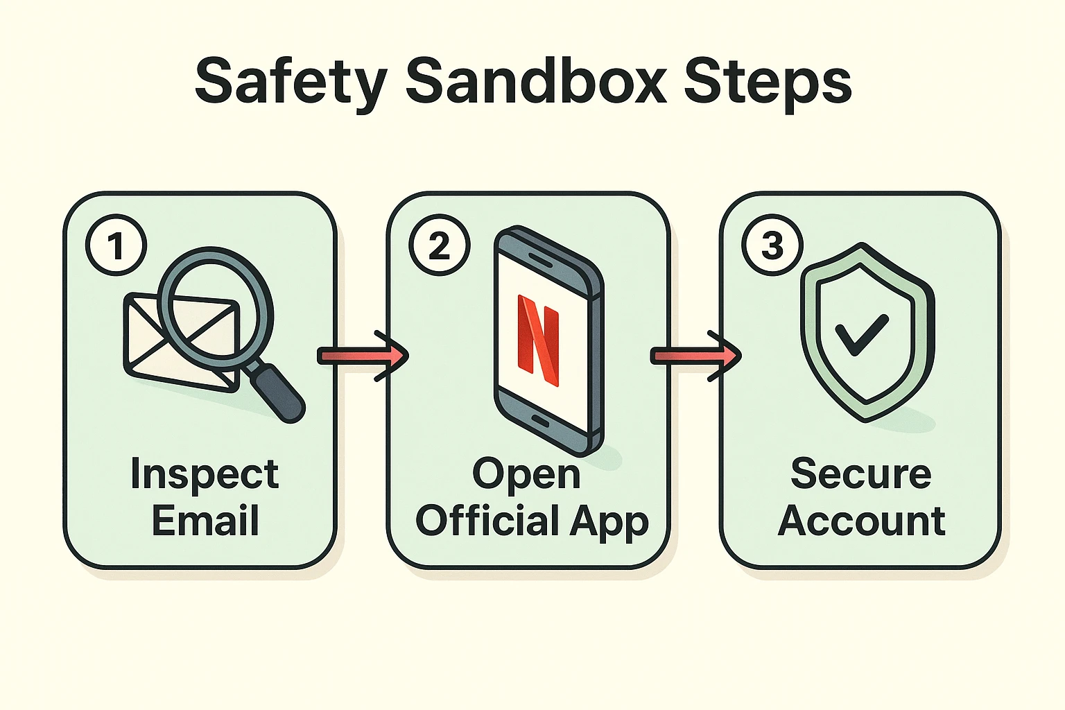 Summarizes key steps to take after suspecting a phishing email to protect Netflix accounts.