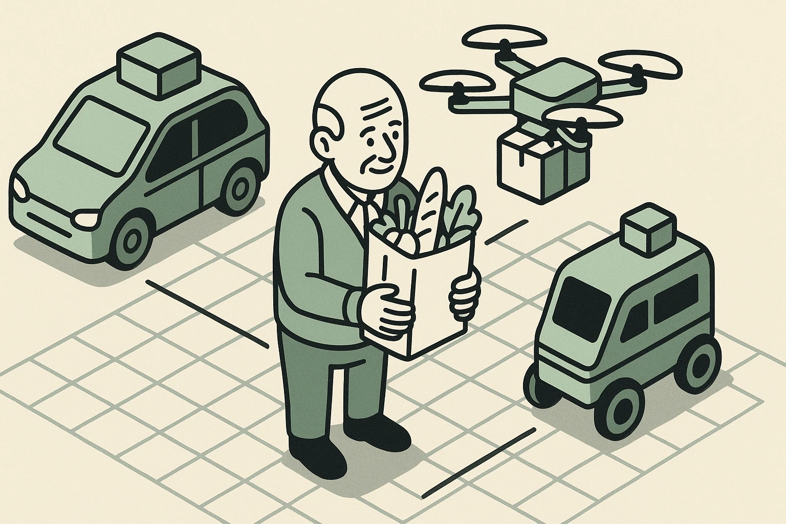 Concept: autonomous delivery ecosystem for seniors.
